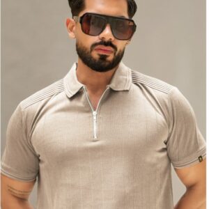 Polo Collar Cotton T-shirt.