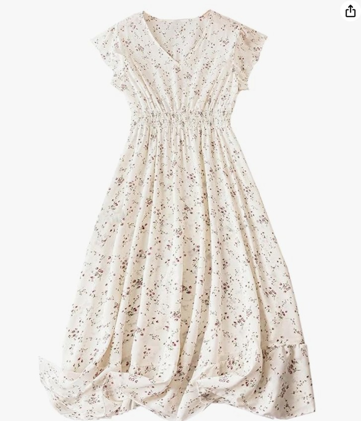 Elegant Floral V-Neck Midi Dress